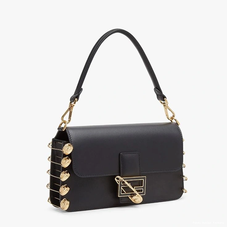 Cheap HOT Calf Bag Brooches Fendace Baguette In Pin Black with Leather Medium Fendi 0810